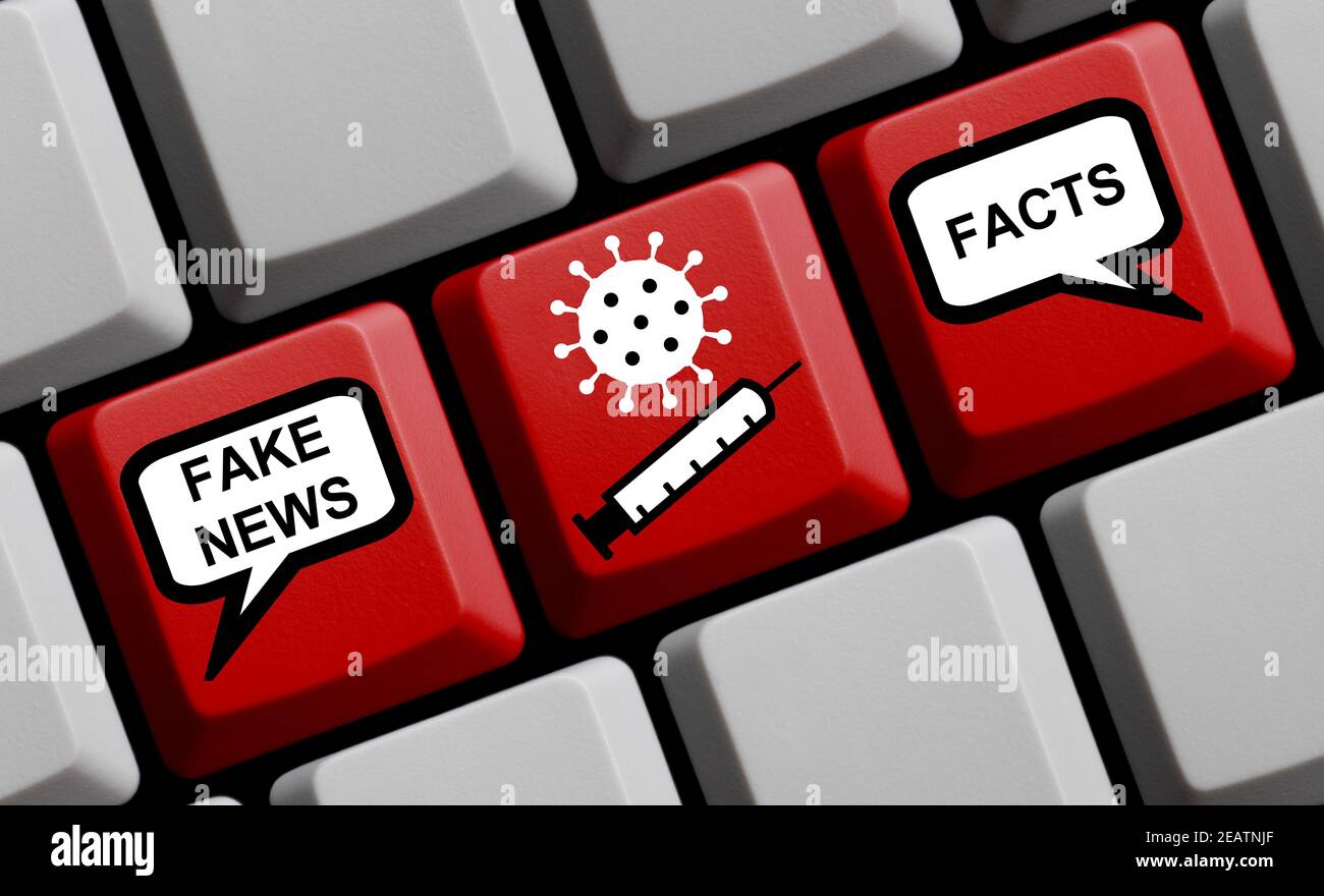 Fausses nouvelles et faits sur la vaccination du coronavirus illustration 3D Banque D'Images