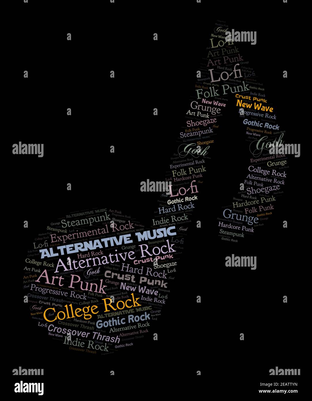 Nuage de mots musique alternative graphique dans une note de musique ...