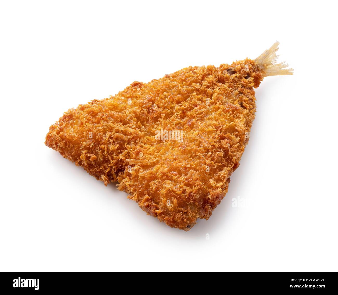 Le chinchard frit est placé sur un fond blanc Banque D'Images