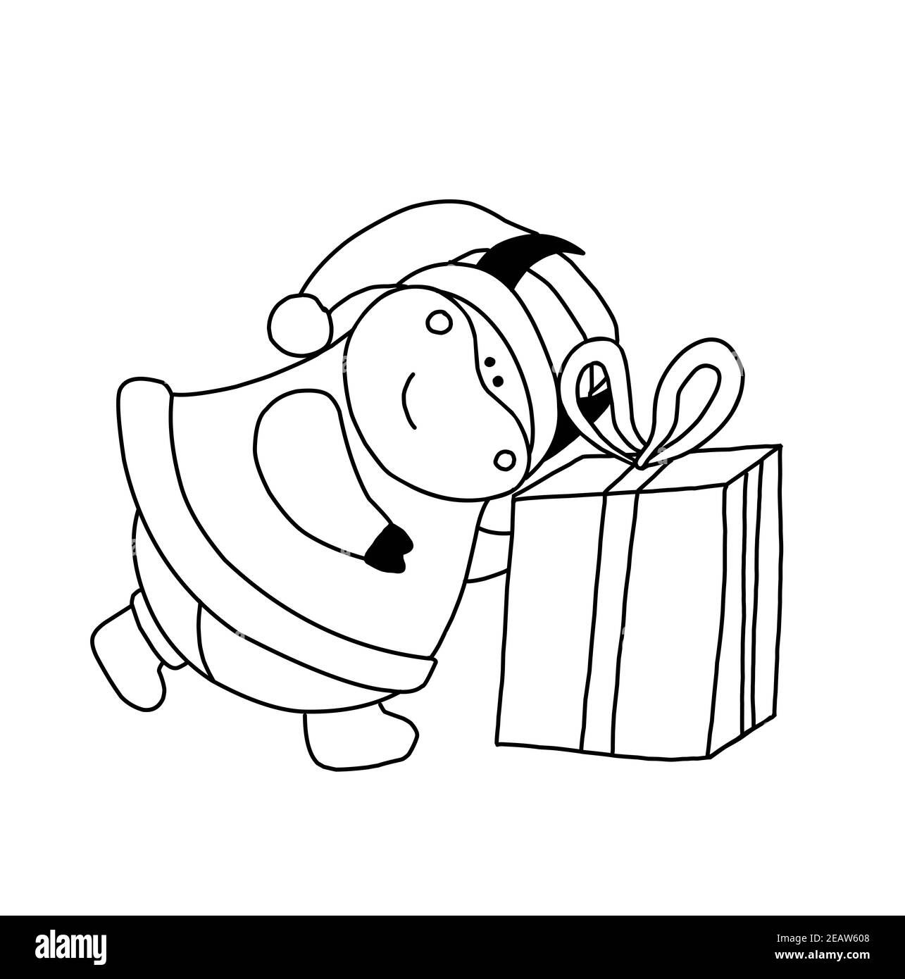 Année du taureau. Page de coloration de boeuf les animaux sont cornés. Illustration pour enfants taureau ou bœuf. Noël et nouvel an. Symbole de l'année. 2021 Banque D'Images