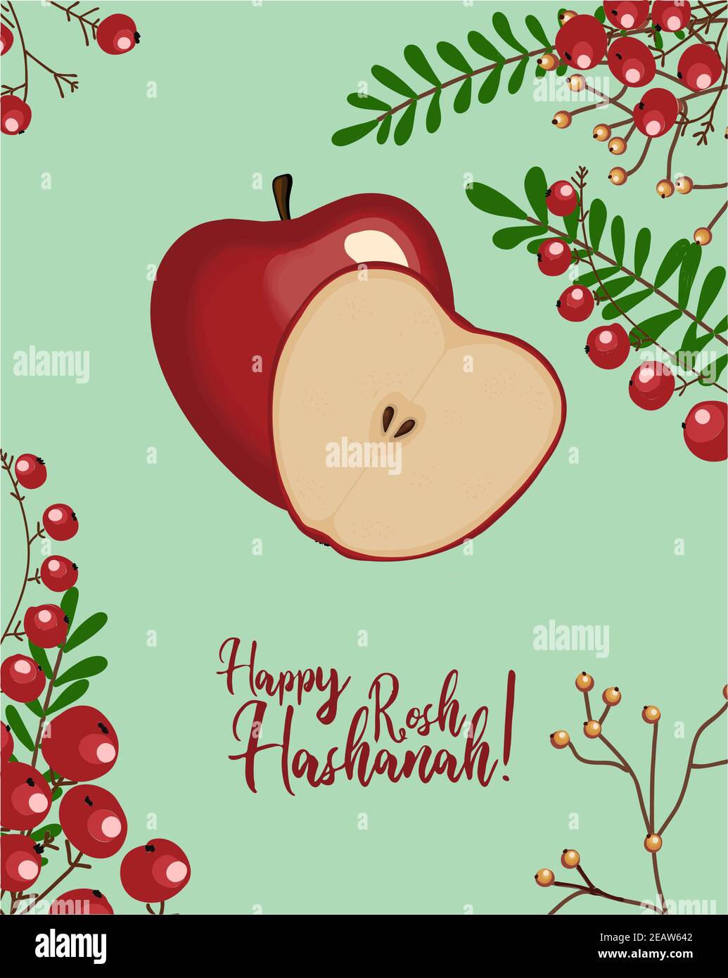 Carte de voeux pour le nouvel an juif. Récolte. Pommes. Roch Hachana. Banque D'Images