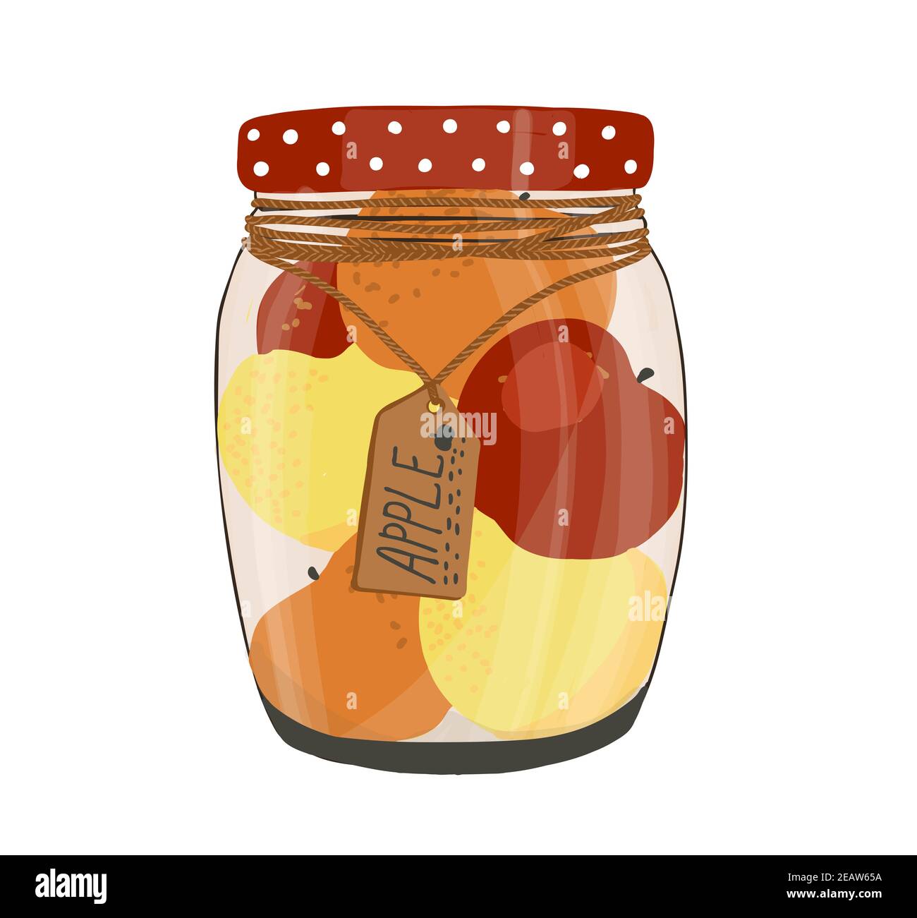 Bol en verre avec pommes. Préparations pour l'hiver. Préservation de la maison. Pommes de récolte. Saison d'automne. Illustration Banque D'Images