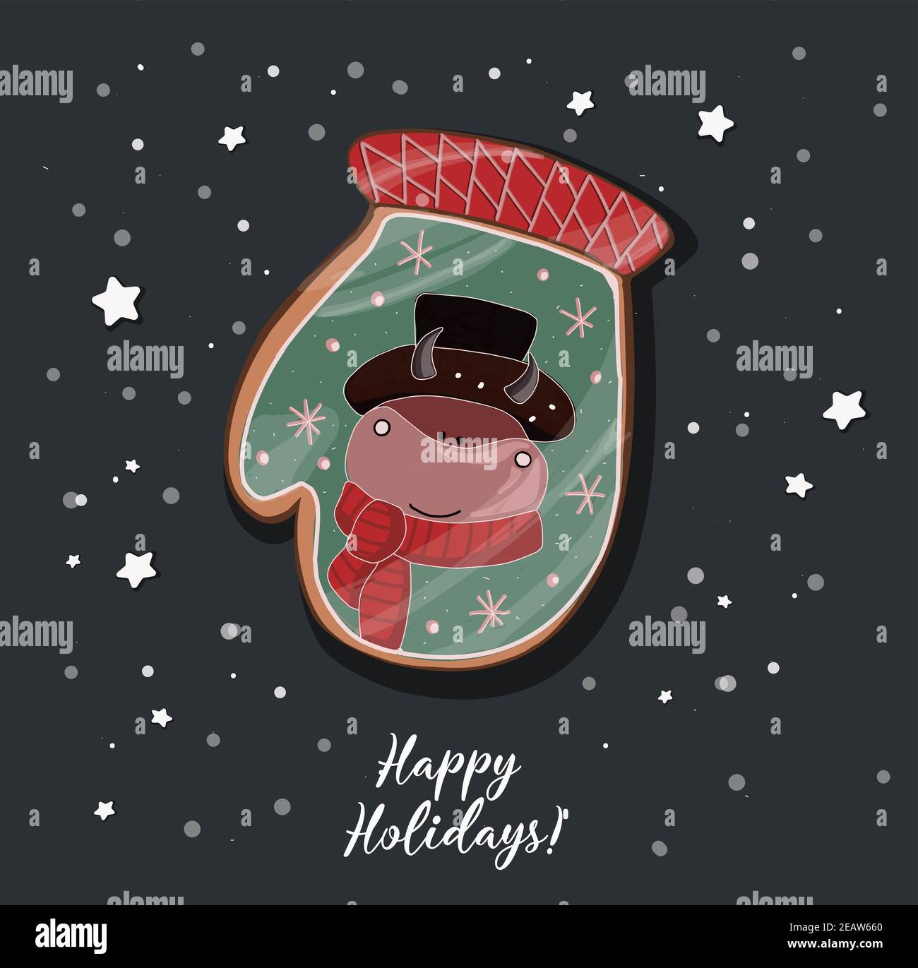 COUVRE-NOËL. Pain d'épice Noël. Affiche du nouvel an. Banque D'Images