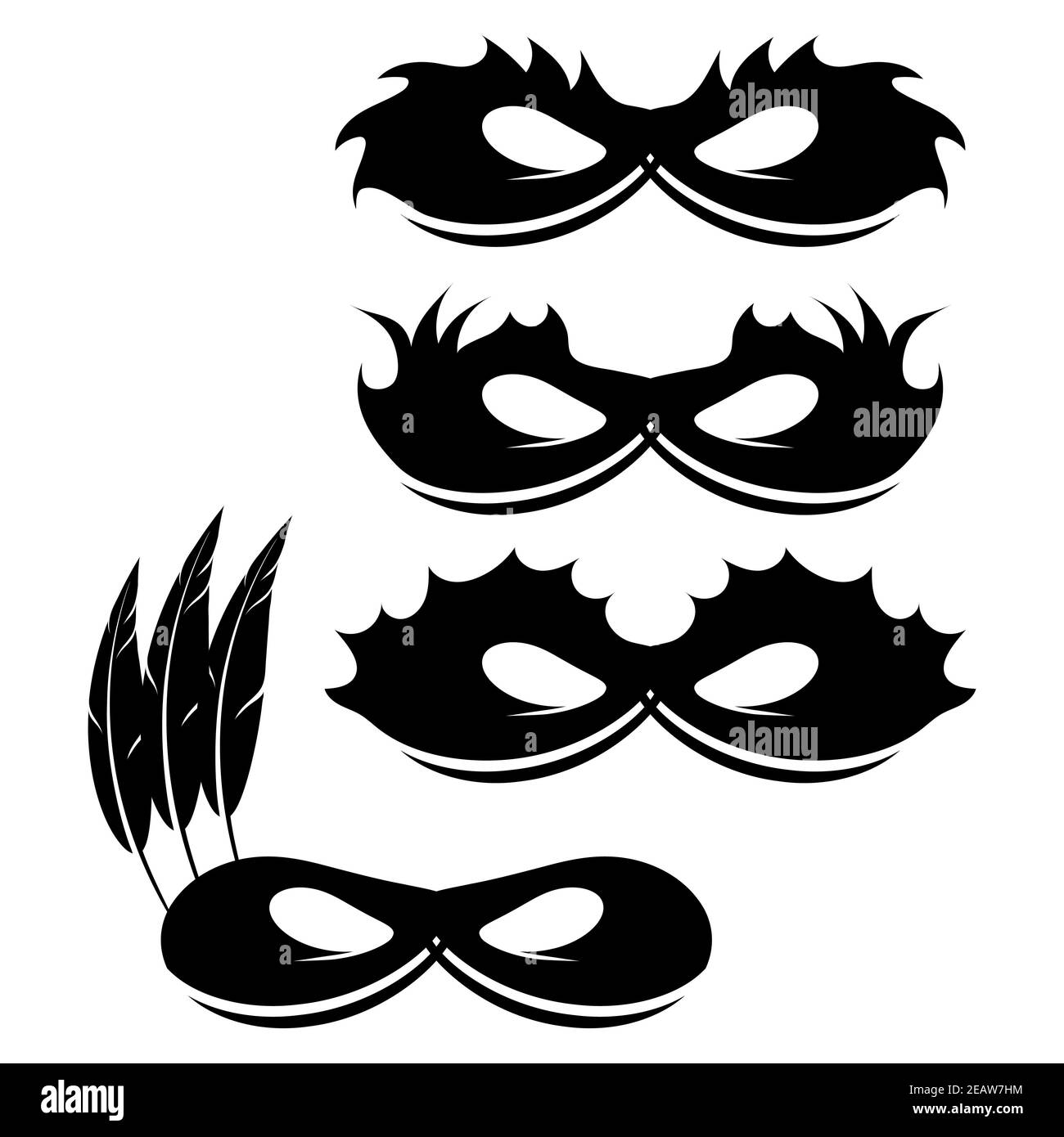 Ensemble d'icônes de masque isolées sur fond blanc Banque D'Images