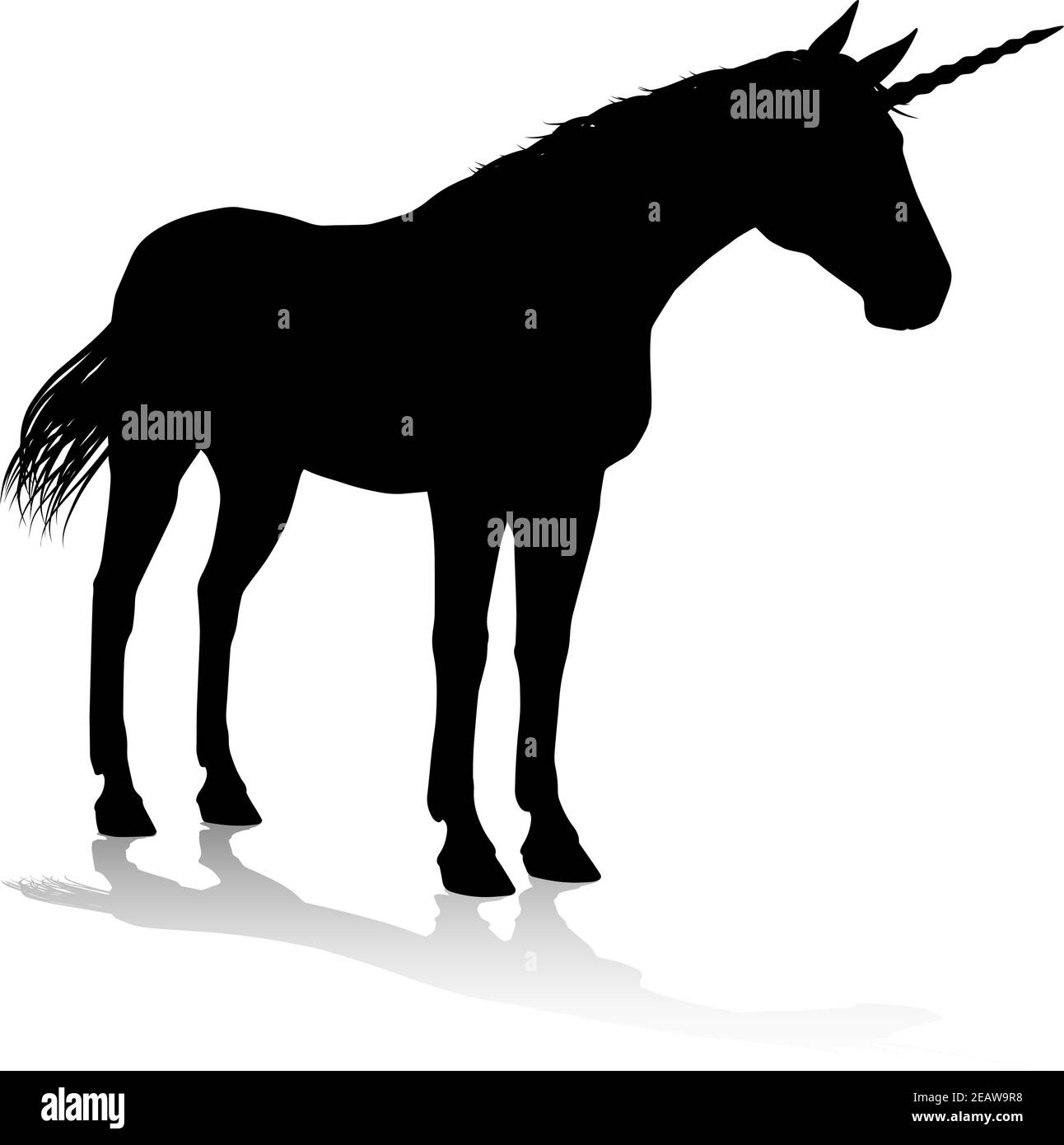 Silhouette Cheval à cornes de licorne Illustration de Vecteur