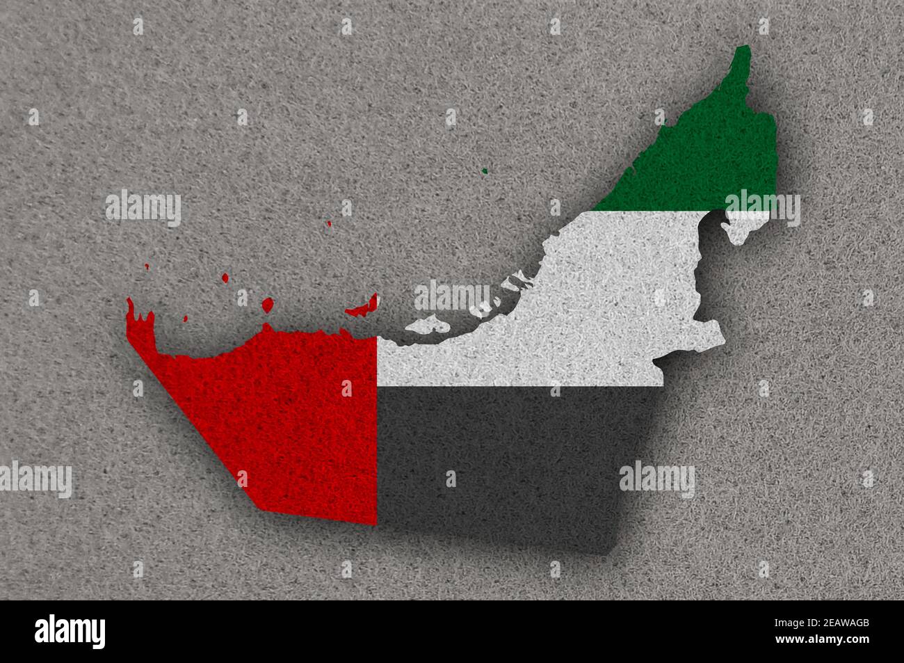 Carte et drapeau des Émirats arabes Unis sur Felt Banque D'Images