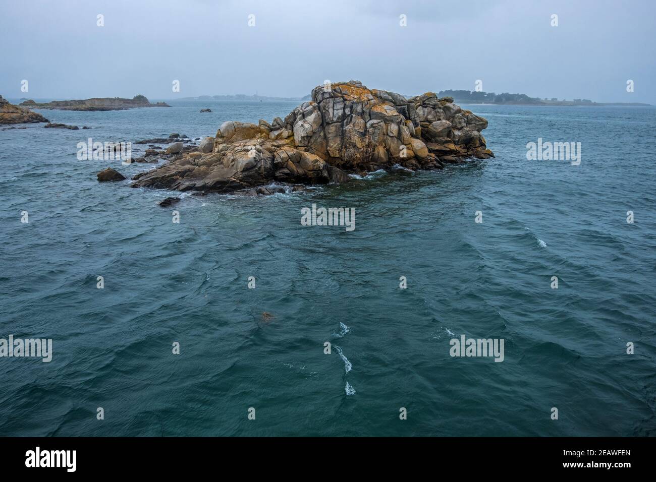 Roscoff, France - 28 août 2019 : la petite île au large de la côte de Roscoff, sur la côte nord de Finistère en Bretagne Banque D'Images