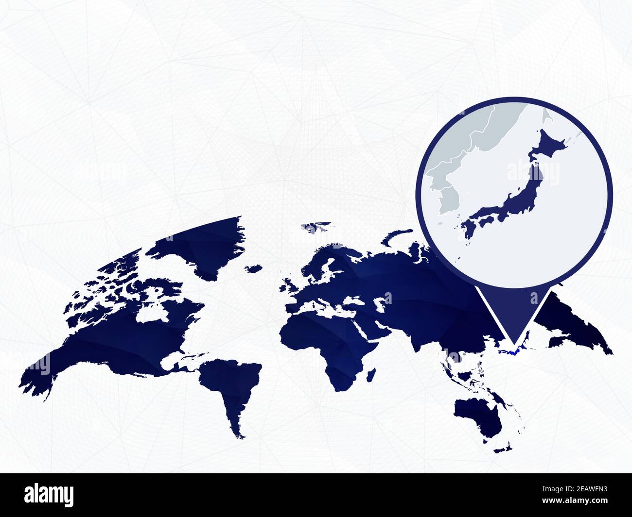 Japon Carte Detaillee Mise En Evidence Sur La Carte Du Monde Arrondie En Bleu Carte Du Japon En Cercle Image Vectorielle Stock Alamy