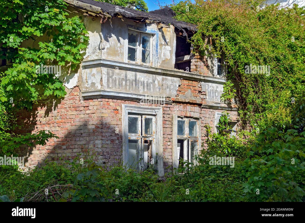 Ruine de la construction d'une ancienne imprimerie sur l'île de Ruegen à Sassnitz, Allemagne Banque D'Images