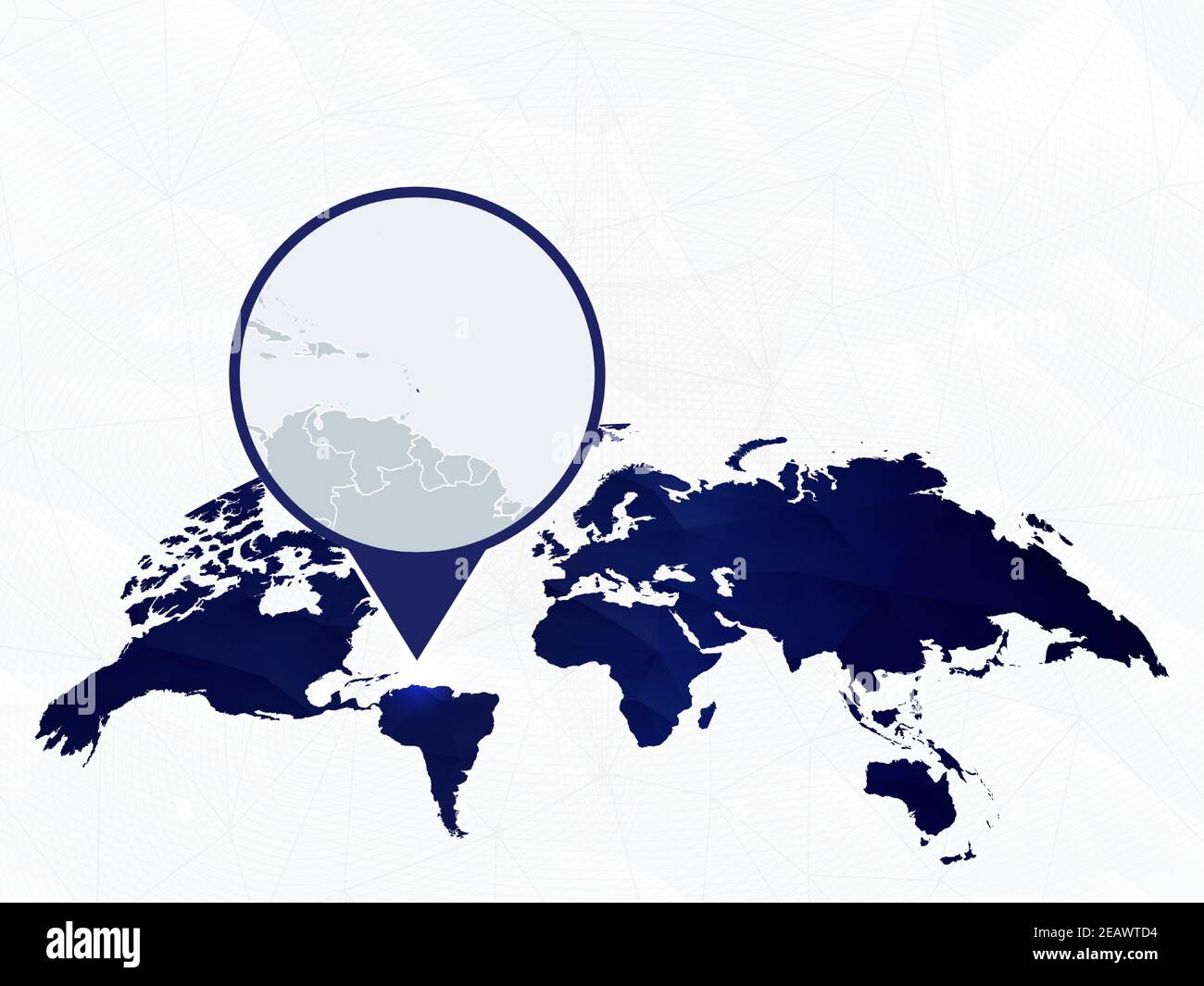 Barbade carte détaillée mise en évidence sur la carte du monde arrondie en bleu. Carte de la Barbade en cercle. Illustration de Vecteur