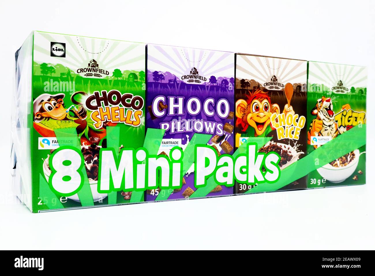 Céréales CROWNFIELD vendues par LA chaîne DE supermarchés LIDL Banque D'Images