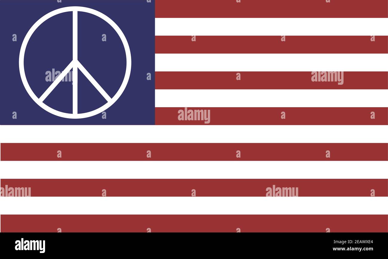 Vecteur American Flag isolé sur fond transparent. 13 bandes et un signe de paix au lieu des étoiles. Illustration de Vecteur