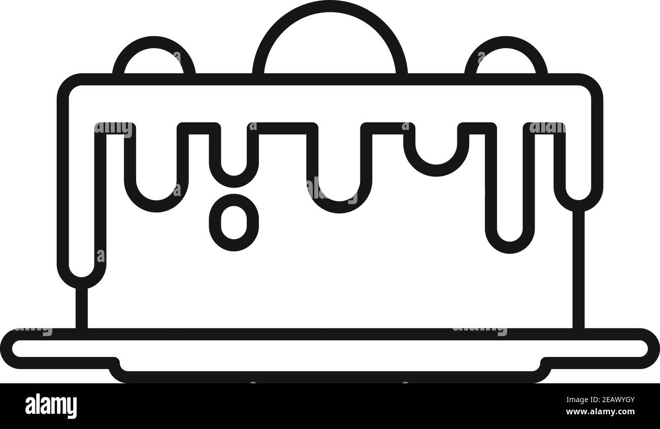 Icône gâteau de cerise, style de contour Illustration de Vecteur