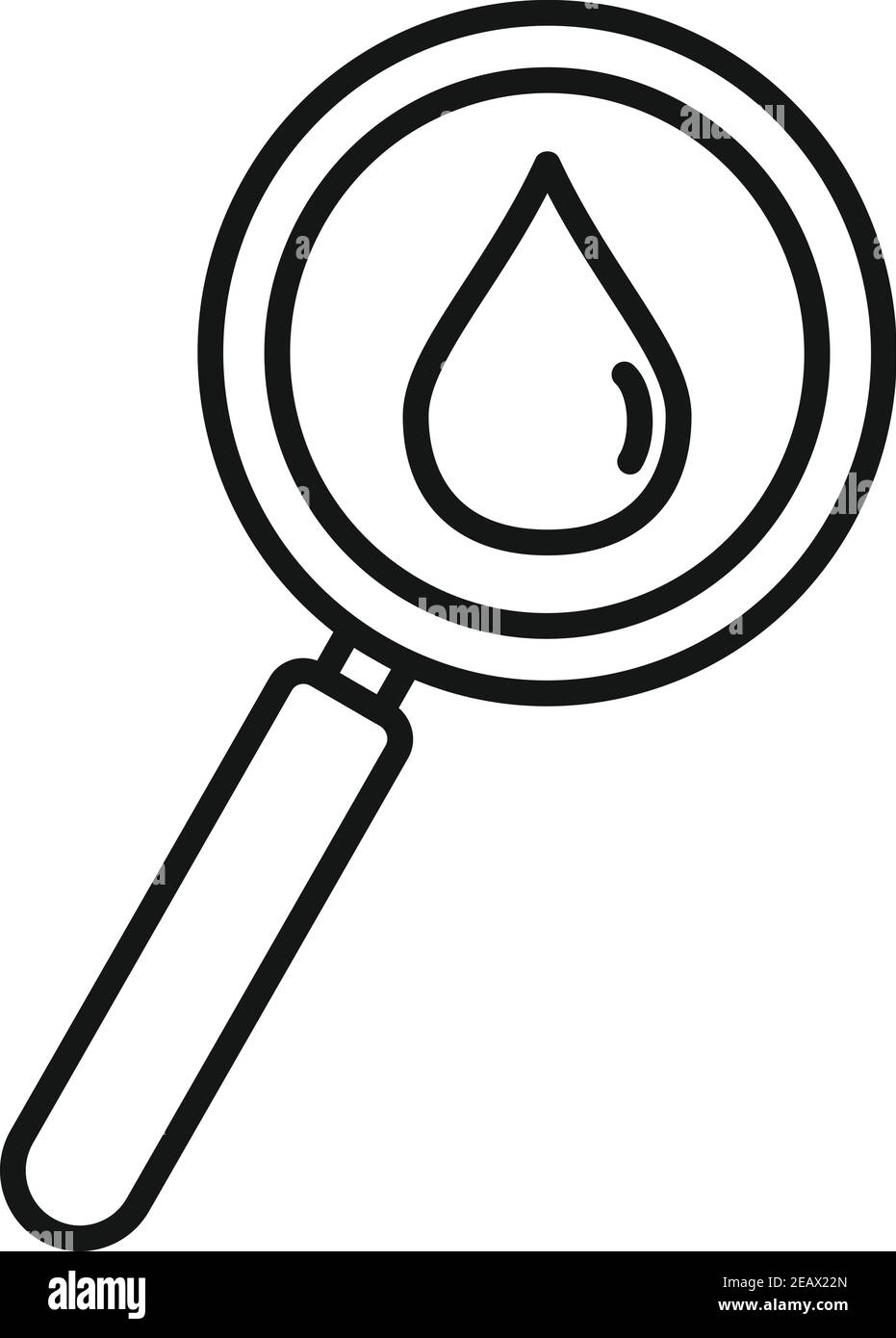 Icône loupe goutte de vin, style contour Illustration de Vecteur