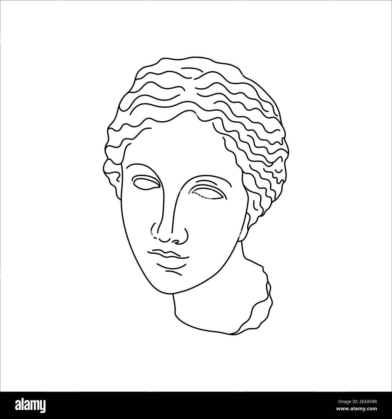 Sculpture antique d'Aphrodite dans un style minimaliste Liner tendance. Illustration vectorielle du Dieu grec Illustration de Vecteur