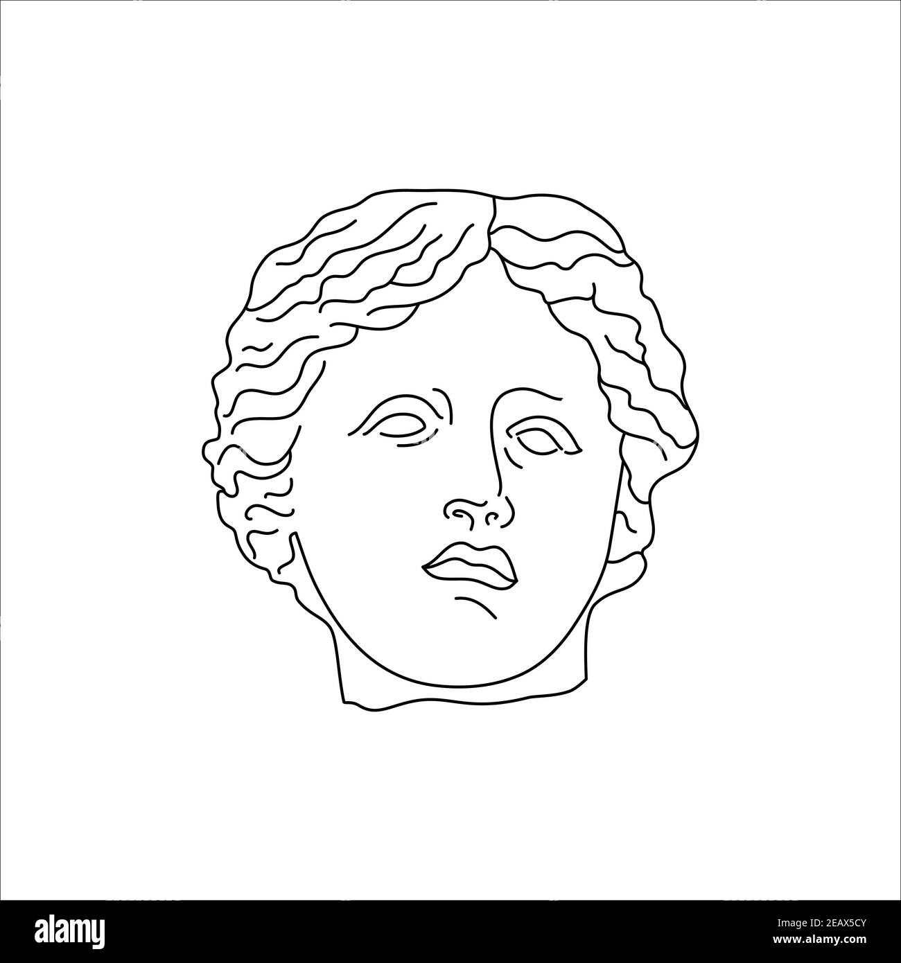 Tête de statue antique dans un style tendance minimaliste de Liner. Illustration vectorielle du Dieu grec pour des imprimés sur des t-shirts Illustration de Vecteur