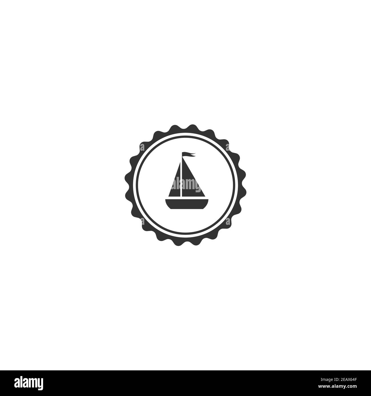 Étiquette de yacht noir nautique isolée sur blanc. Panneau du volant du bateau et du bateau. Étiquette de barre. Illustration maritime nautique. symbole mer et océan.Ve Illustration de Vecteur