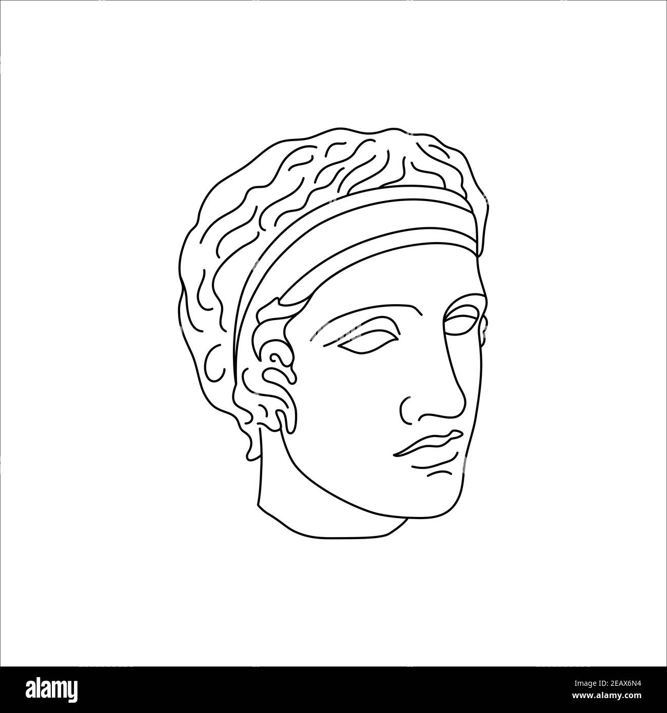 Sculpture antique de Diadumène dans un style minimaliste Liner tendance. Illustration vectorielle du Dieu grec pour les empreintes Illustration de Vecteur