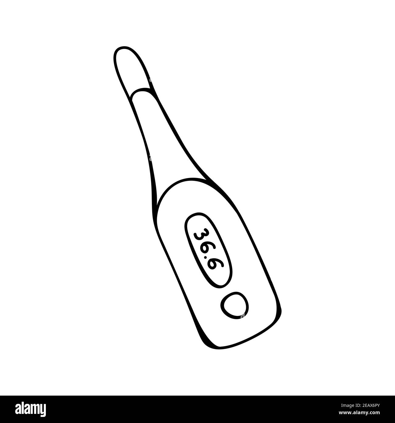 Icône de thermomètre électronique simple à dessin manuel. Isolé sur un fond blanc. Illustrateur de vecteur. Illustration de Vecteur Icône de thermomètre électronique simple à dessin manuel. Isolé sur un fond blanc. Illustrateur de vecteur. Illustration de Vecteur
