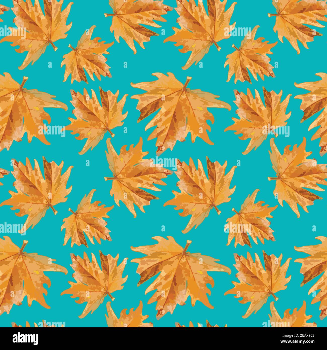 Une belle feuille orange nage dans l'eau turquoise claire. Contraste. Automne. Illustration de Vecteur