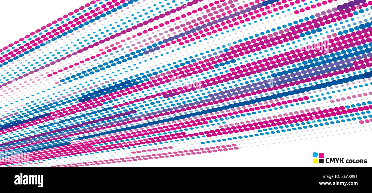 Arrière-plan demi-ton abstrait avec une surface en pointillés perspective par des points bleus et cerise. Motif graphique vectoriel Illustration de Vecteur