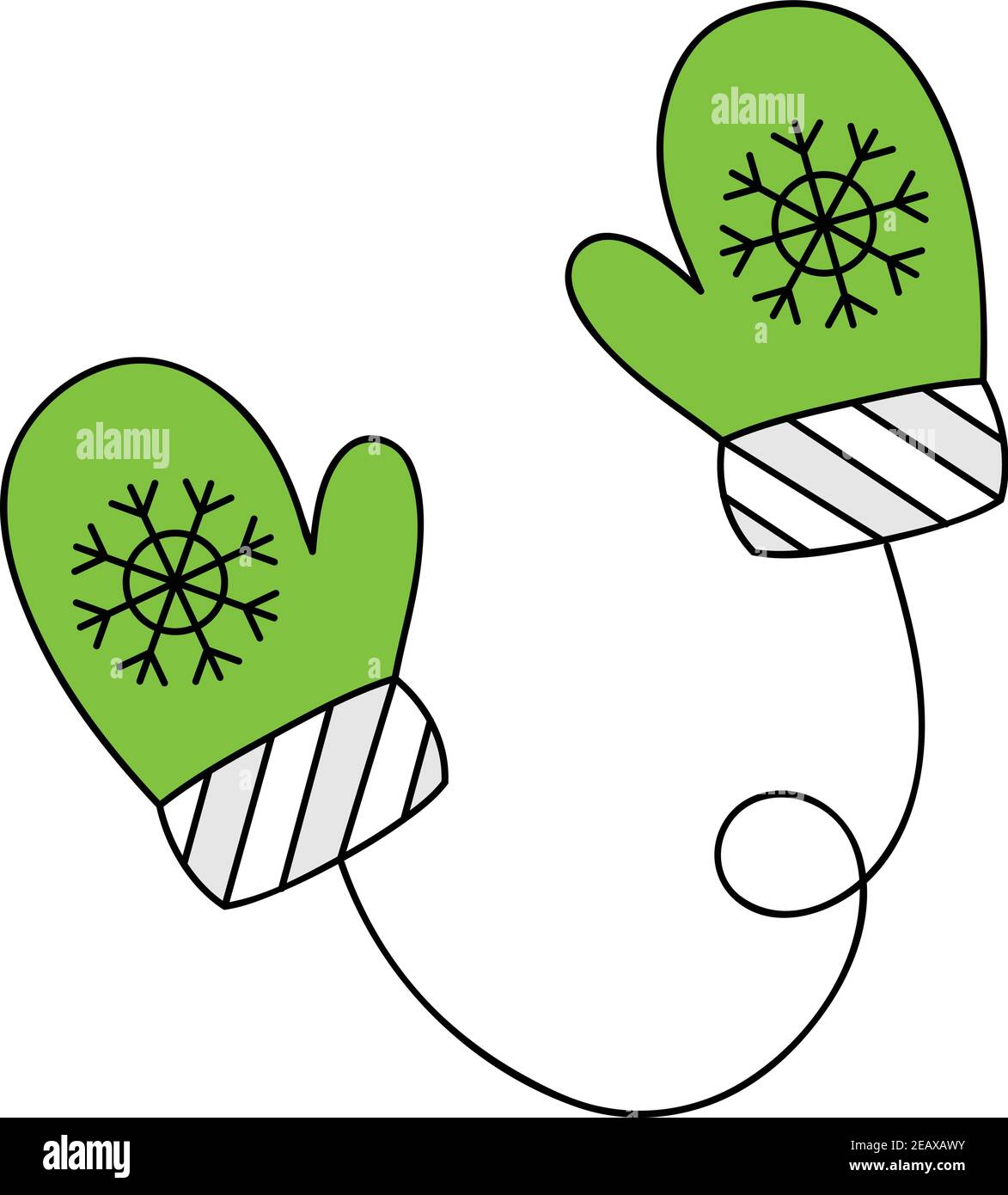 Icône d'illustration à contour vectoriel de moufles mignonnes. Hiver, noël,  saison, gants tricotés, moufles vertes et blanches avec flocon de neige sur  ficelle Image Vectorielle Stock - Alamy
