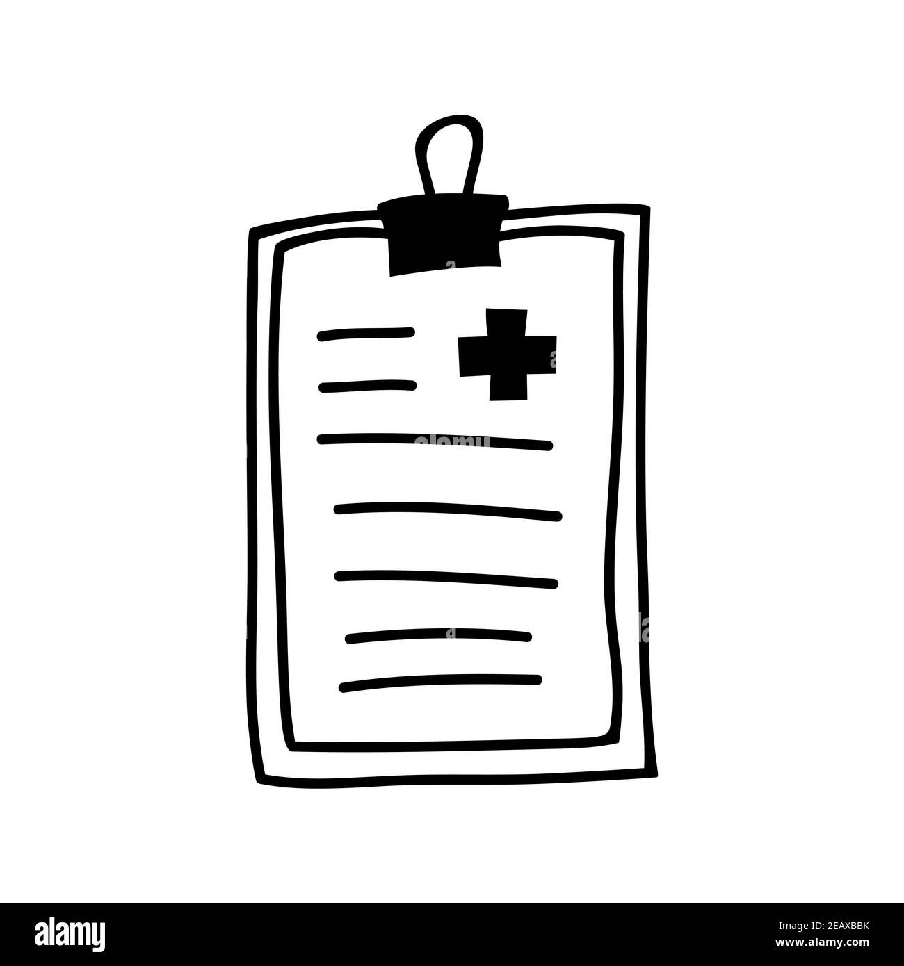 Illustration simple d'un rapport médical tracé à la main. Isolé sur un fond blanc. Illustration de Vecteur