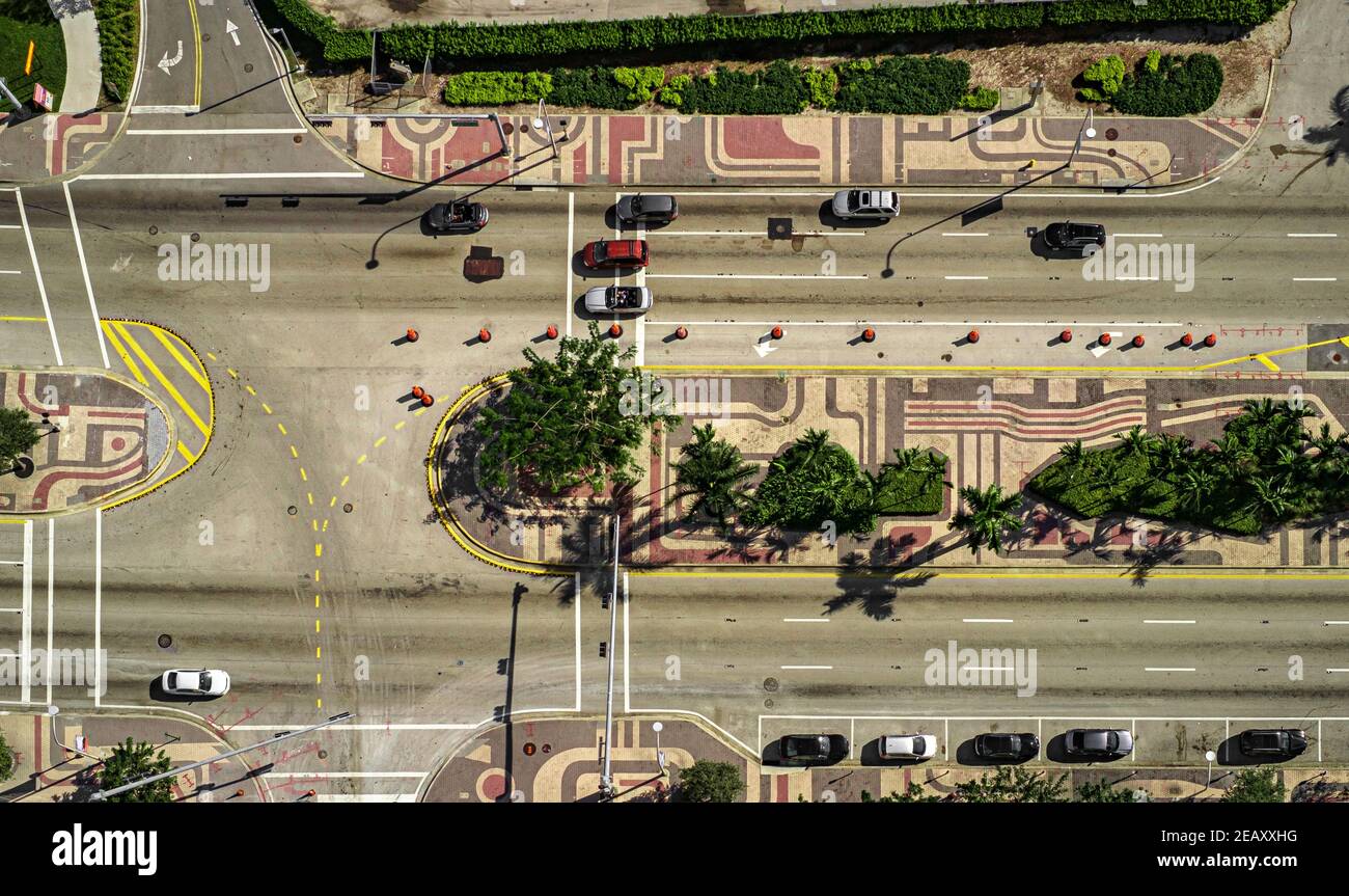 01-02-2016. Miami, Floride, États-Unis. Biscayne Boulevard vue d'en haut. Banque D'Images