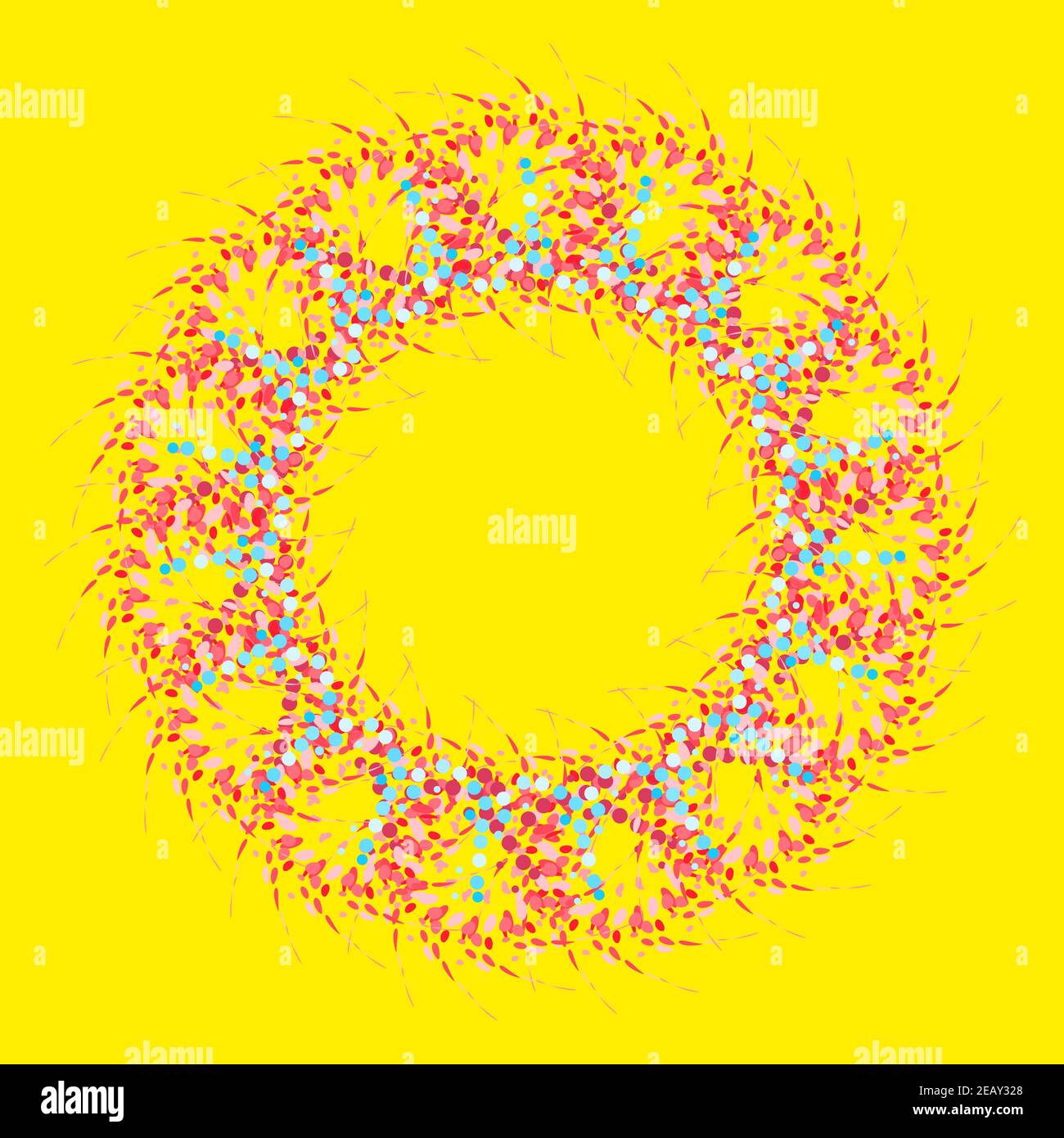 Motif radial rose rouge et bleu sur fond jaune Illustration de Vecteur