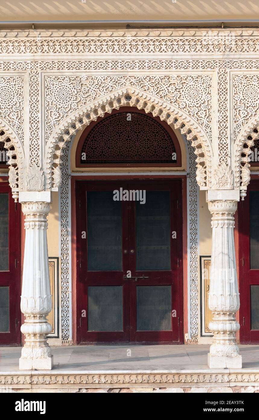 Mubarak Mahal au Palais de la ville, un complexe de palais à Jaipur, Rajasthan, Inde. Banque D'Images
