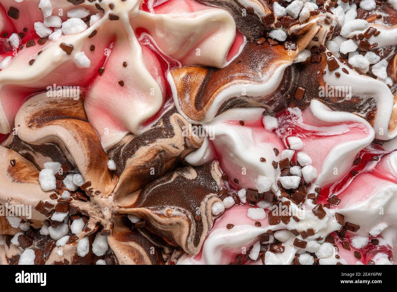 Vue rapprochée de la glace à la vanille et du chocolat. Banque D'Images