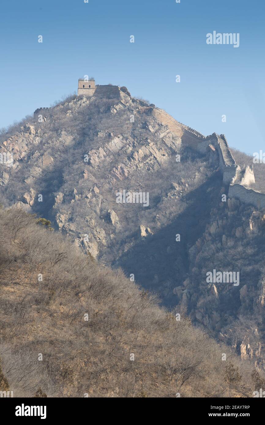 La Grande Muraille de Jiankou — sauvage et dangereusement raide Banque D'Images