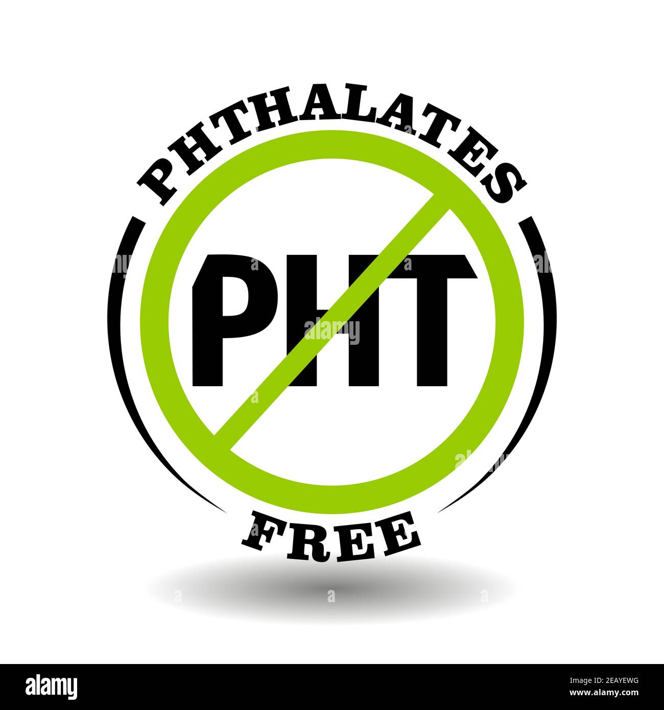 Timbre vecteur interdit Phthalates libres pour l'étiquette d'emballage biologique. Signe rond pas de PHT dans les produits sains logo, bio produits chimiques icône, cosmétiques biologiques pic Illustration de Vecteur