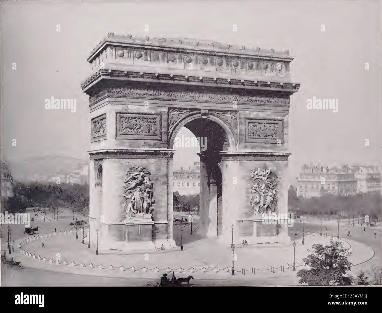 Photo ancienne de l'Arc de Triomphe à Paris, France (1892) Banque D'Images