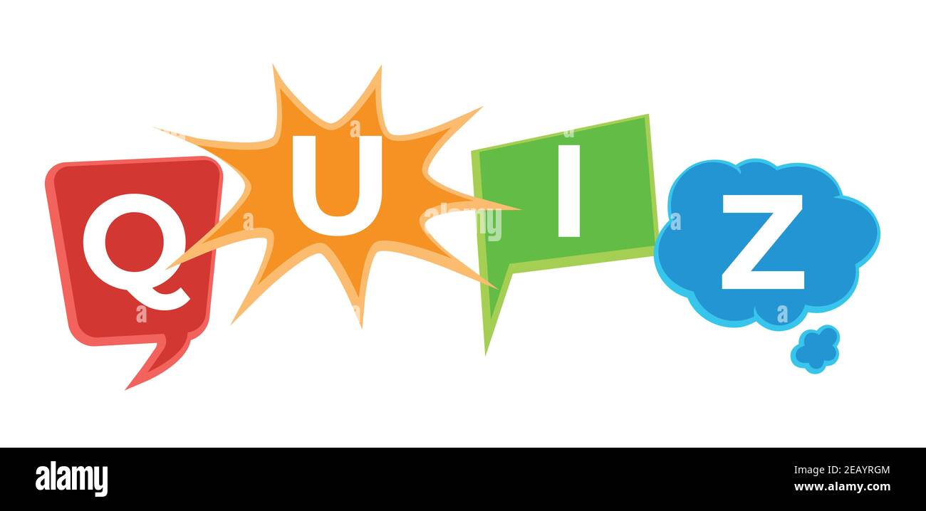 Quiz en style popart comique. Quiz jeu de brainny mot. Illustration