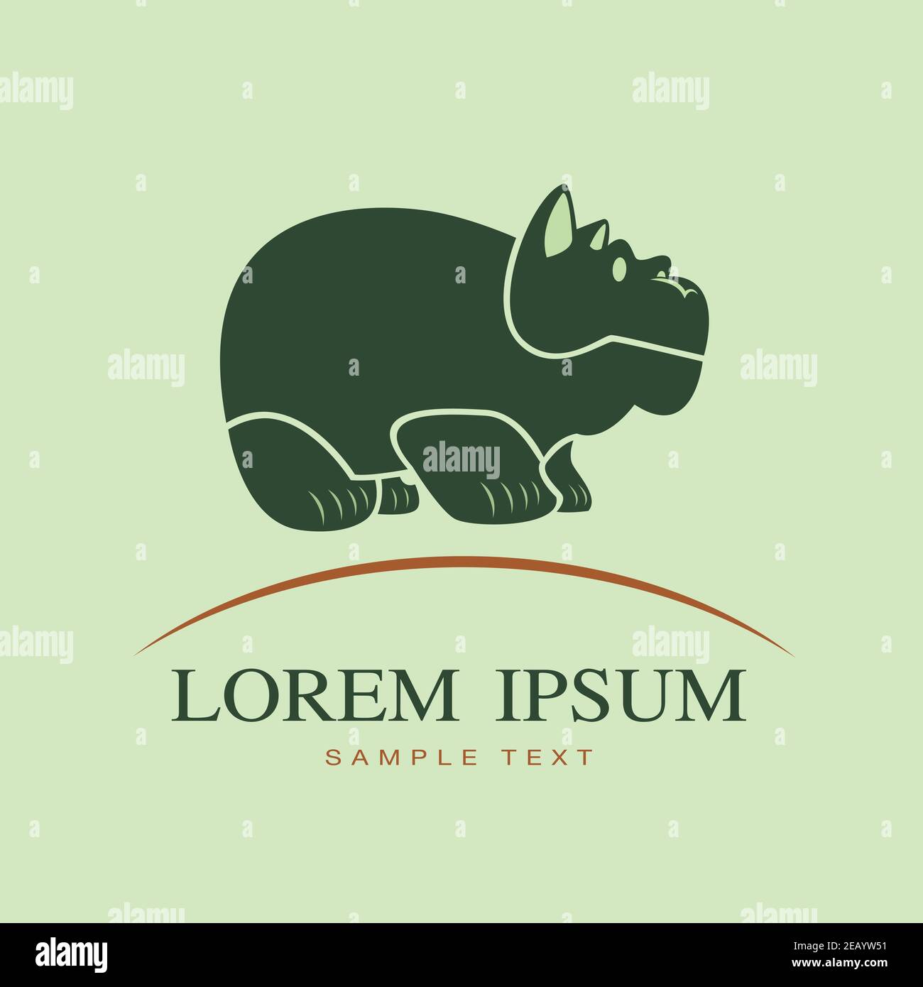 Image vectorielle d'un hippopotame sur fond vert. Illustration vectorielle superposée facile à modifier. Animaux sauvages. Illustration de Vecteur