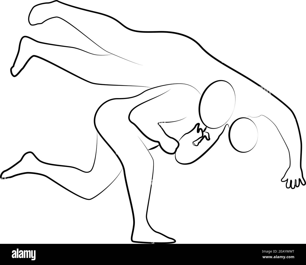Judo icône de la ligne de lutte d'un ensemble sur fond blanc. Illustration vectorielle. SPE 10 Illustration de Vecteur