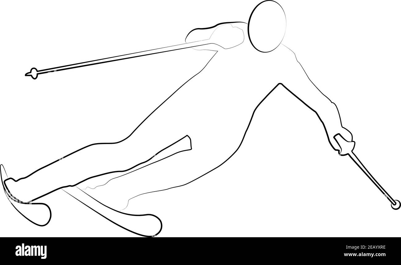 Une ligne de silhouette de ski alpin emblématique d'un ensemble sportif. Vecteur EPS 10 Illustration de Vecteur