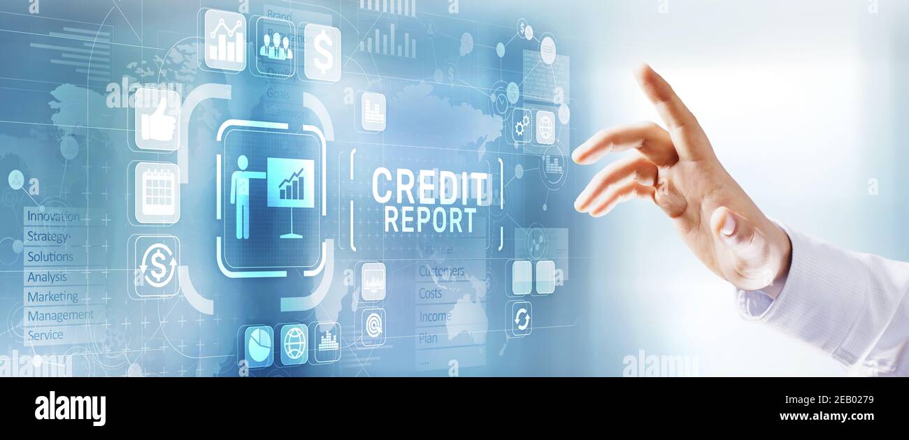 Rapport de crédit score business Finance concept sur écran virtuel Banque D'Images