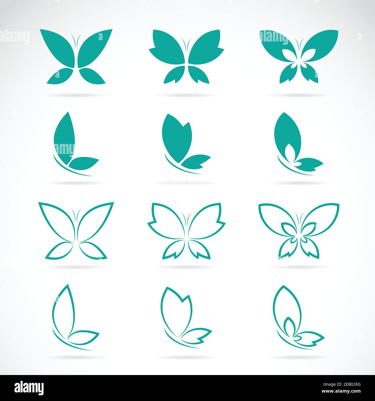 Groupe de papillons vectoriels sur fond blanc.Illustration vectorielle superposée facile à modifier. Illustration de Vecteur