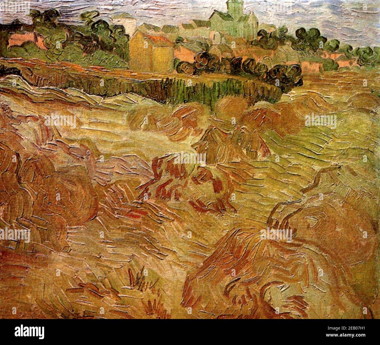 Champs de blé avec Auvers en arrière-plan 1880 Banque D'Images