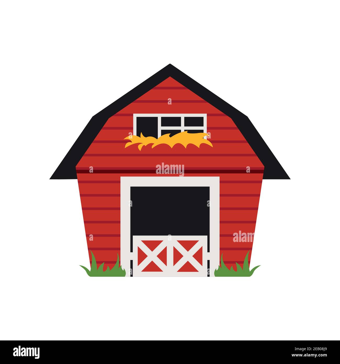 Illustration d'une maison de grange rouge sur fond blanc. Illustration de Vecteur