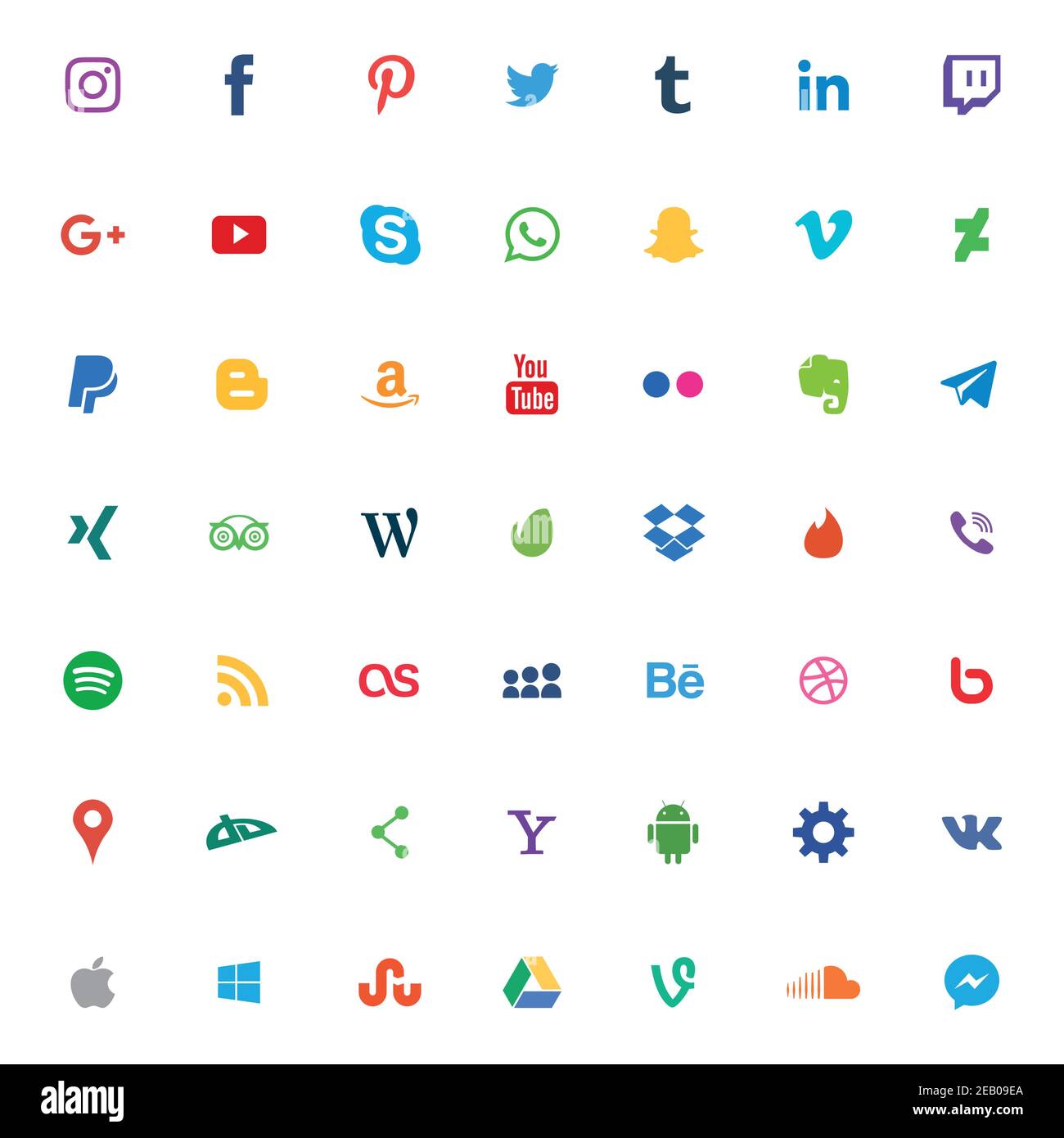 Icônes des applications de médias sociaux définies Illustration de Vecteur