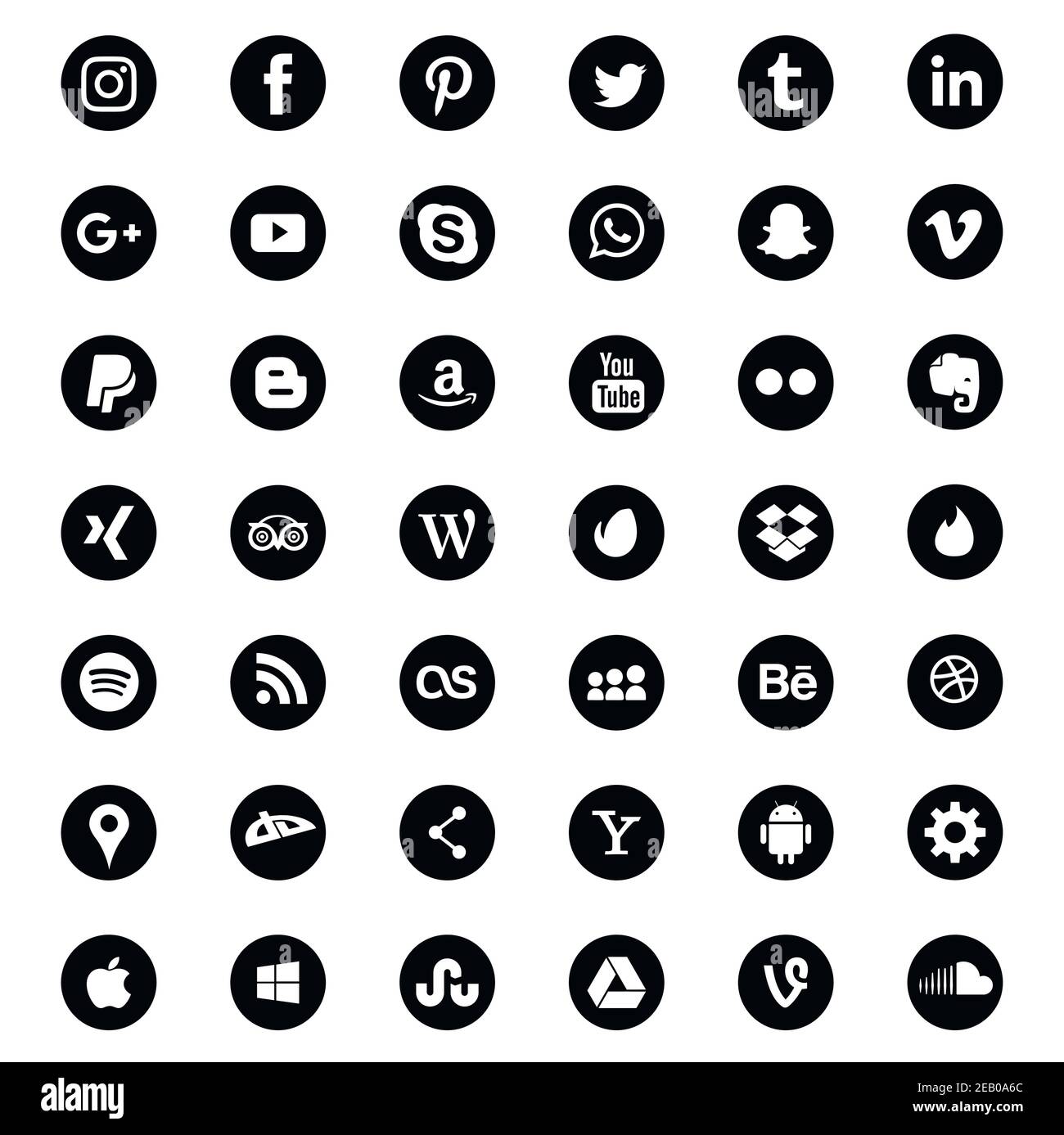 Icônes des applications de médias sociaux définies Illustration de Vecteur
