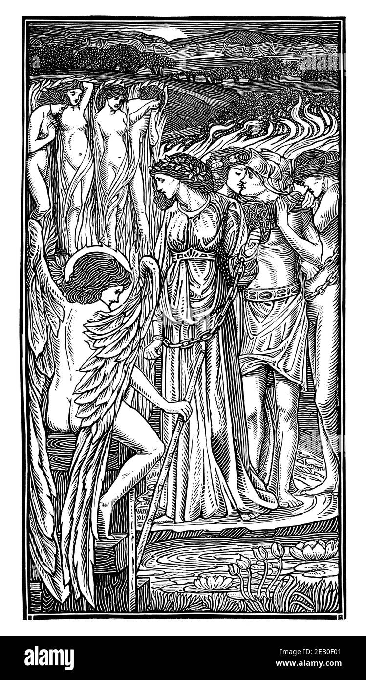 The Vale of False Lovers, bois bloc imprimé par l'artiste anglais Bernard Sleigh en 1898 le Studio an Illustrated Magazine of Fine and Applied A Banque D'Images