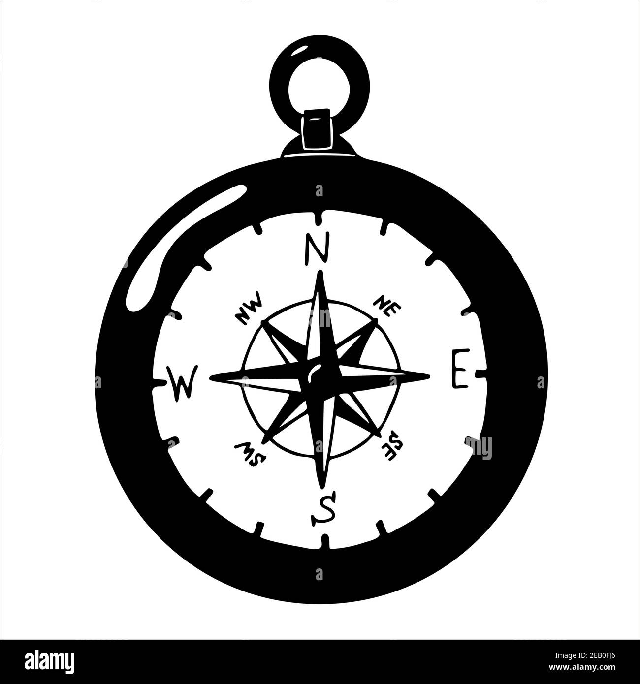 Boussole, illustration vectorielle isolée dessinée à la main Illustration de Vecteur