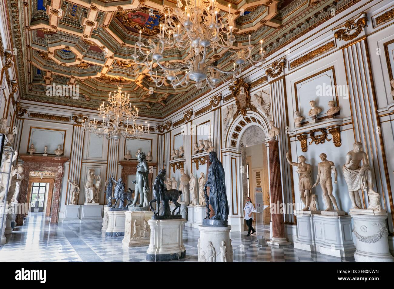 Intérieur des musées du Capitole (Musei Capitolini), la Grande salle du Palazzo Nuovo, Rome, Italie Banque D'Images