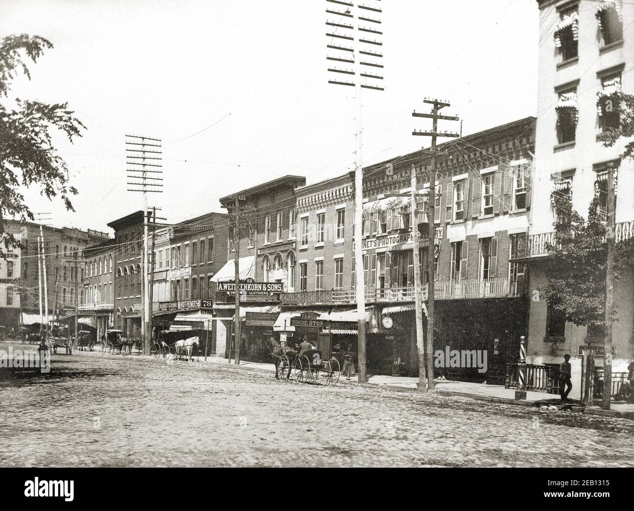 Le côté nord de public Square, Wilkes barre Pennsylvanie. 1891 Comté de Luzerne. Wyoming Valley, Pennsylvanie. Banque D'Images