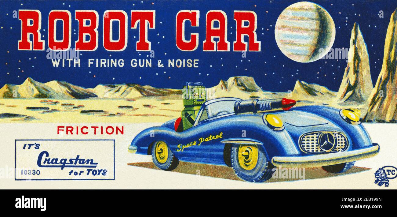 Voiture-robot avec pistolet à tirer et bruit 1950 Banque D'Images