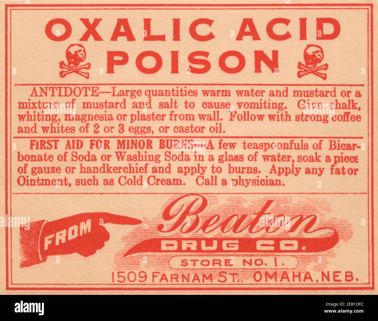 Acide oxalique - poison 1920 Banque D'Images